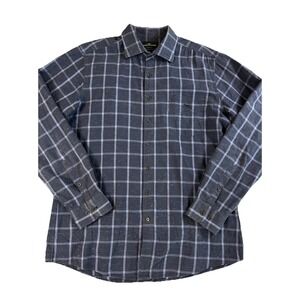 RODD & GUNN Sports Fit Button Up Shirt Mens L Blue Woven in Italy Long‎ Sleeve